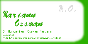 mariann ossman business card